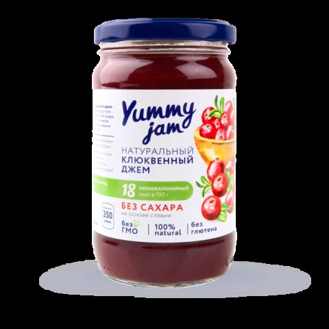 Vegan-Food Джем низкокалорийный Yummy Jam  клюквенный, ст.б 350 гр